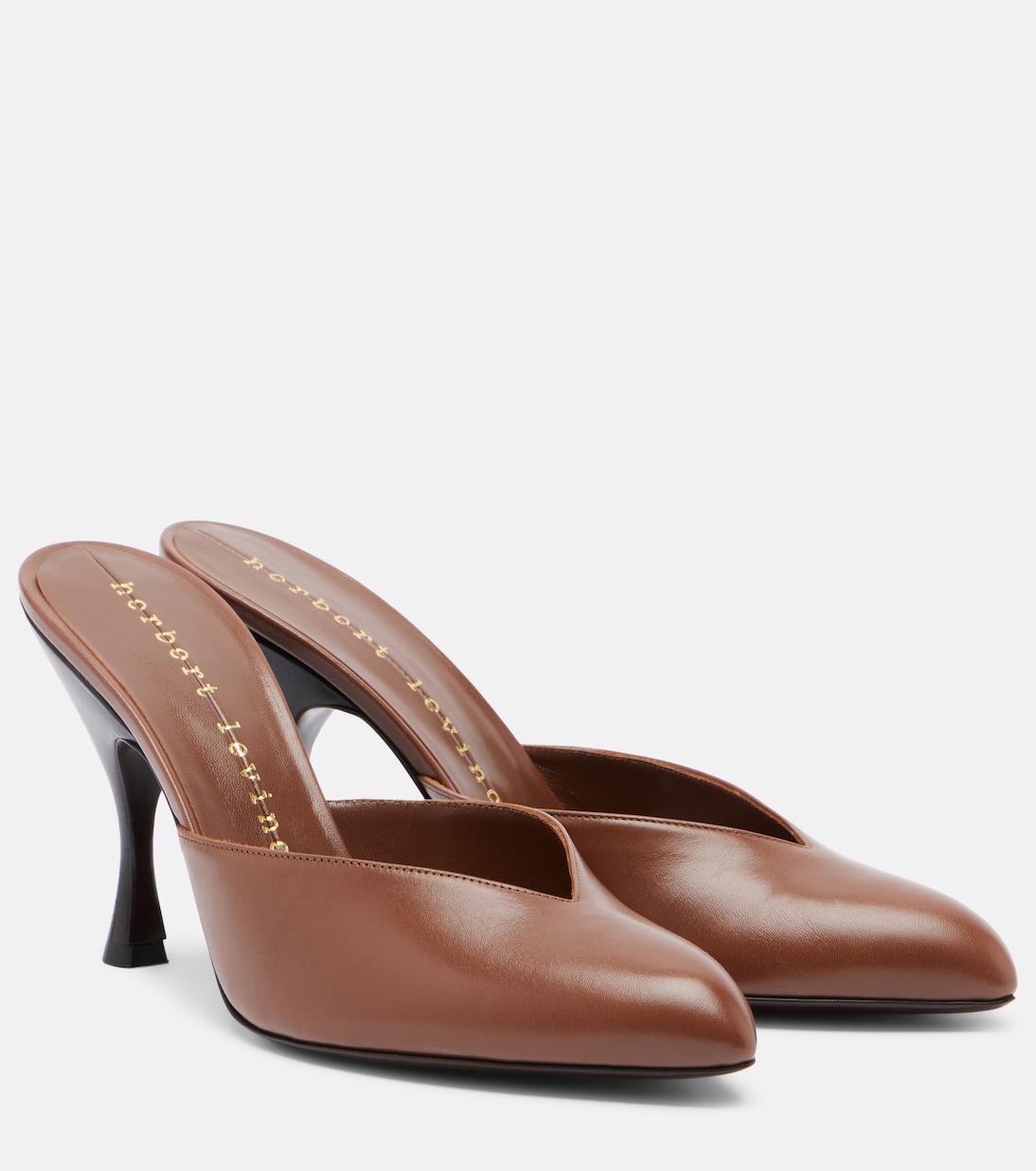 Sitting Pretty Leather Mules in Brown - Herbert Levine