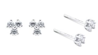Silver & Diamond Triology Stud Earrings