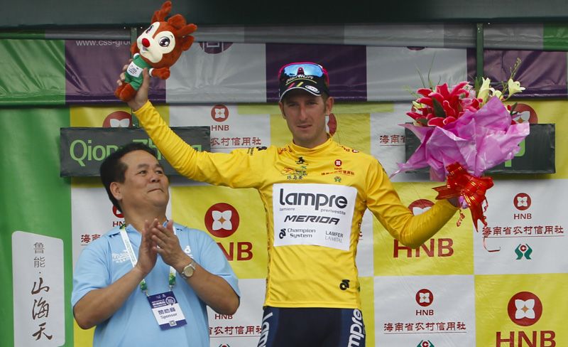 Sacha Modolo in the race leader's yellow jersey