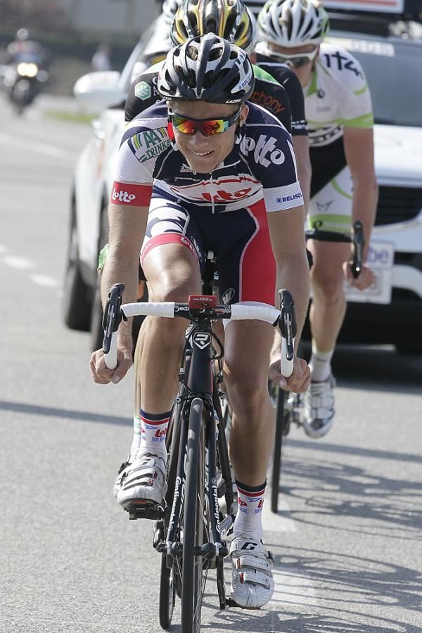 Tosh Van Der Sande (Lotto-Belisol) in the escape group