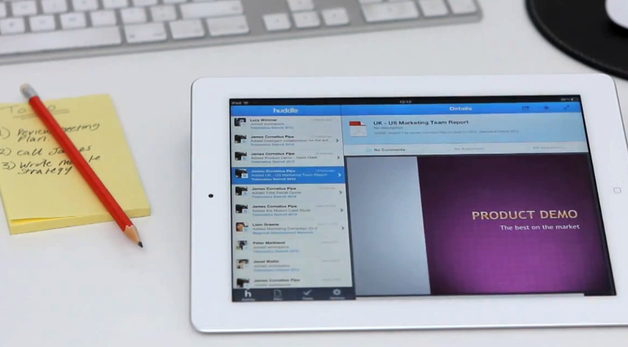 With support for iOS devices, Huddle lets users collaborate anywhere