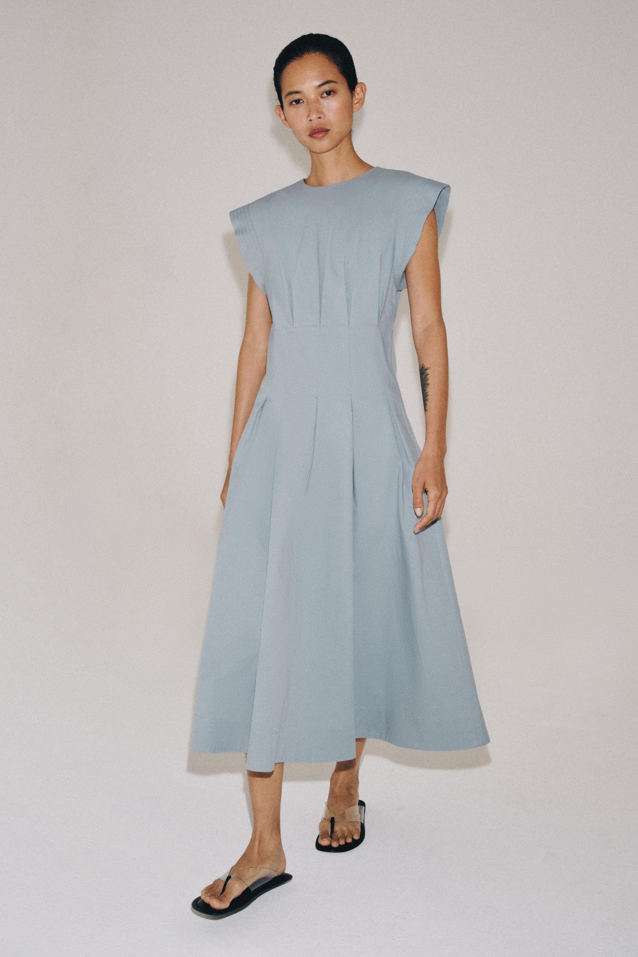 Zw Collection Poplin Pleated Dress