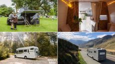 Four different luxury campervans that are either for hire or sale in 2022