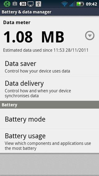 Motorola defy+ data meter
