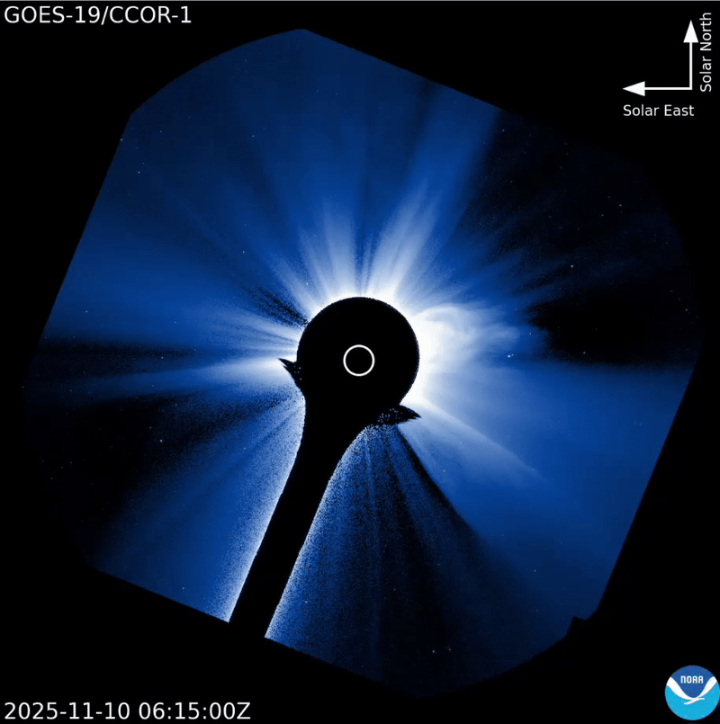 gif animation showing the full halo cme lifting off the sun this morning nov 10