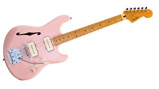 This Fender features an original body outline that combines Strat-style horns with a sloping waist and lower bouts borrowed from the Jazzmaster