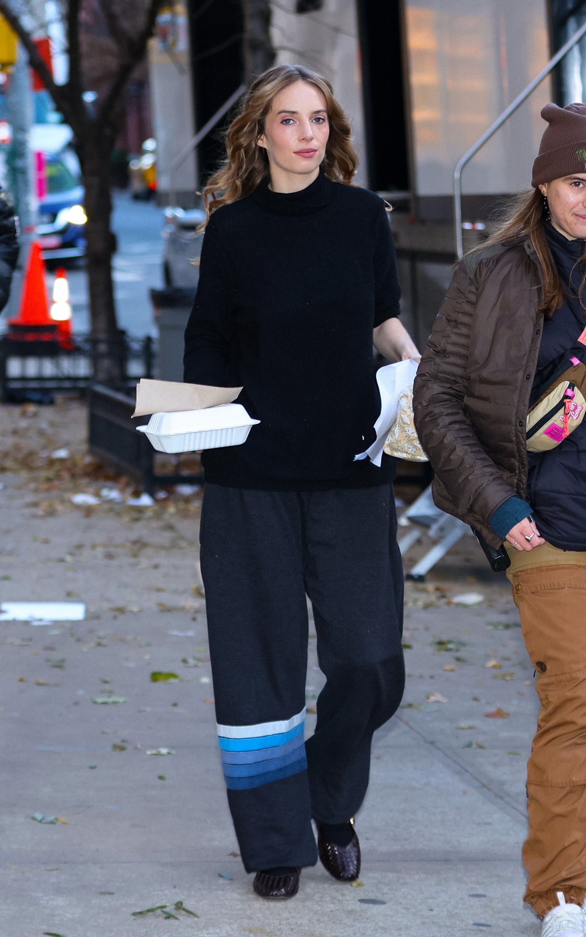 NEW YORK, NY - DECEMBER 08: Maya Hawke is seen at the movie set of 'One Night Only' on December 08, 2025 in New York City.