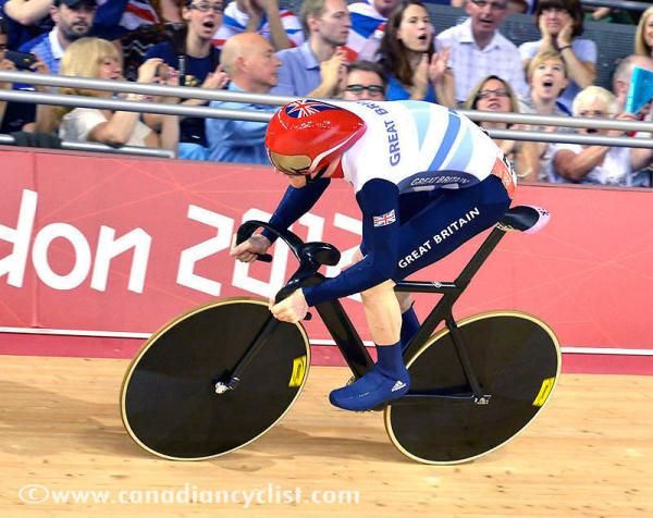 Edward Clancy (Great Britain) during the flying 250 in the men's omnium