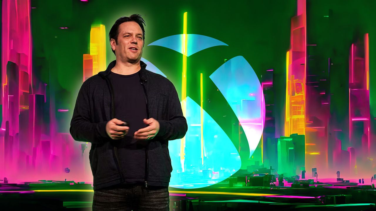 Phil Spencer on AI-generated future cityscape background