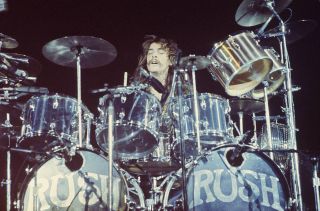"Keith Moon-like": A young Neil Peart in action.