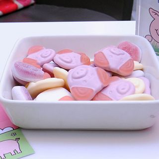 tray with sweet and pig shape