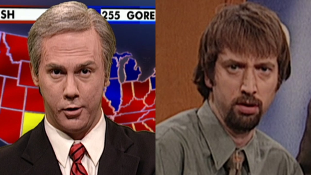 From L to R: Chris Parnell as Tom Brokow in a cold open, Tom Green in a sketch on Saturday Night Live.