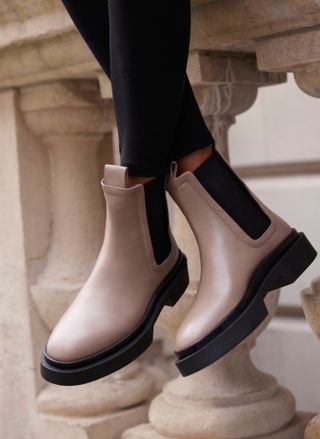 Taupe Leather Chelsea Boots