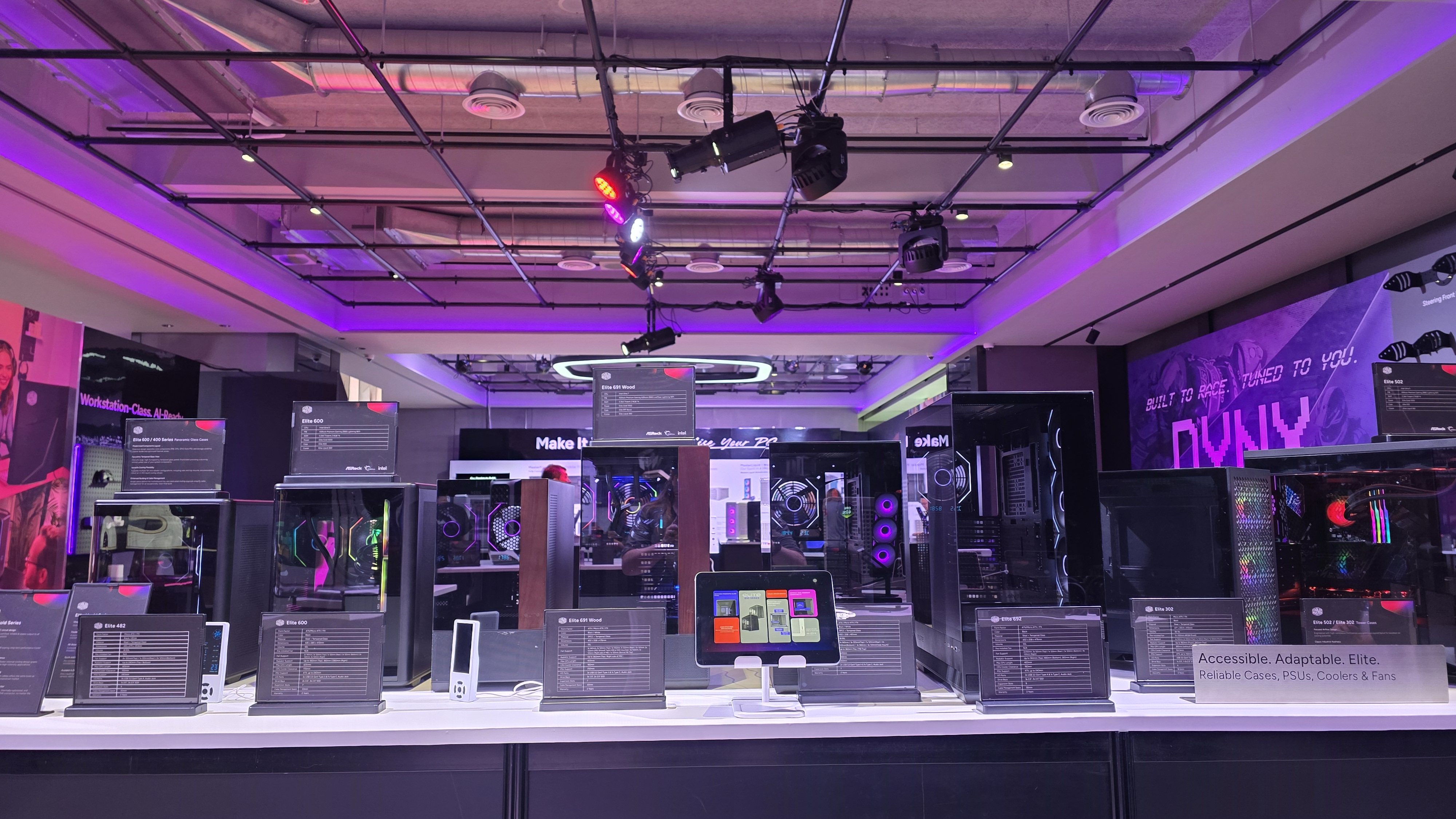 Cooler Master Elite cases on display at Computex 2025.