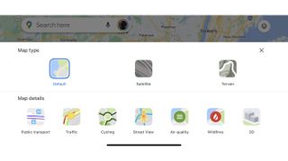 A screenshot of the layers menu on Google Maps