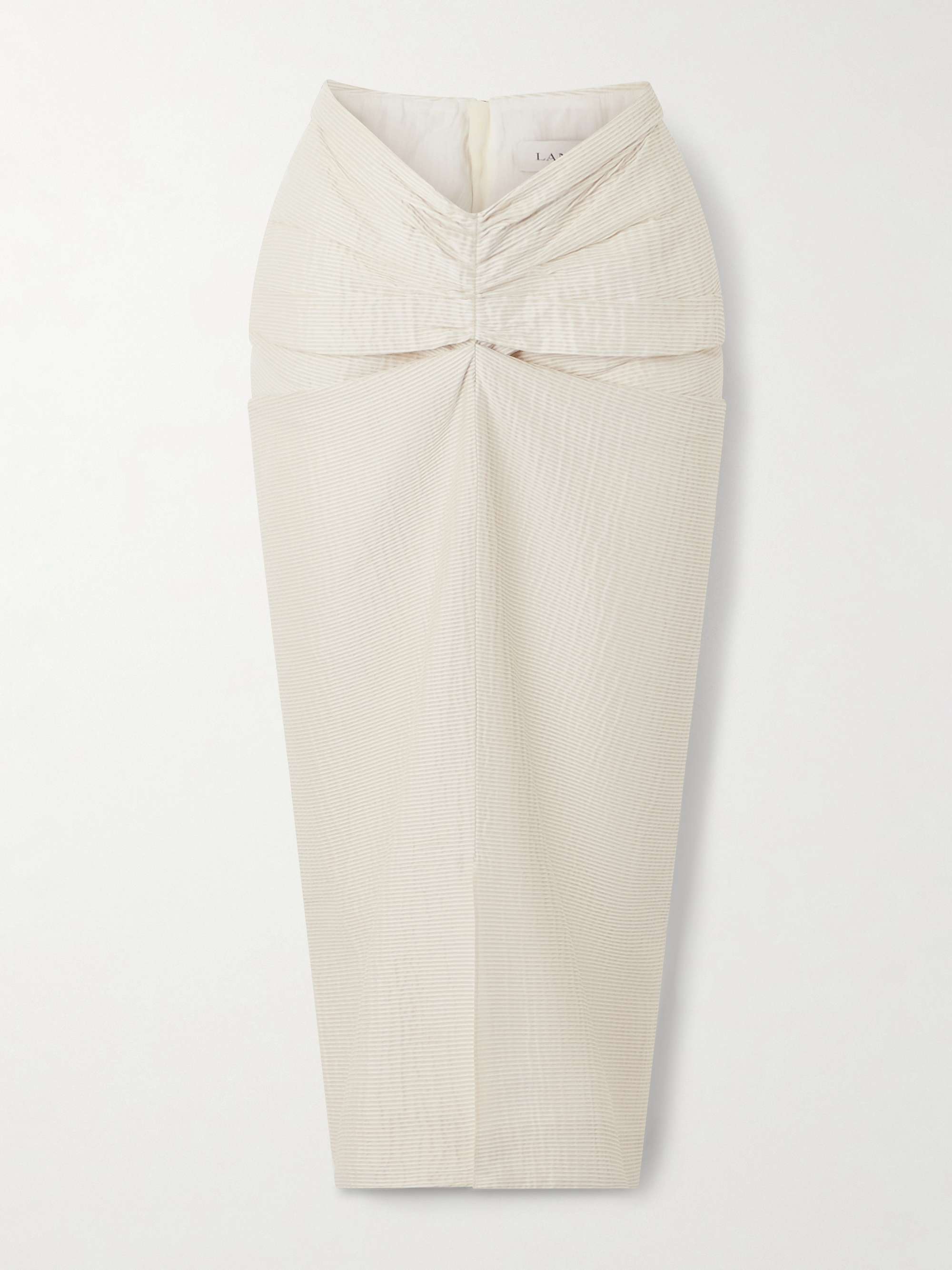 Draped Satin-Jacquard Midi Skirt