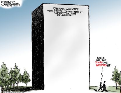 Obama cartoon U.S. Library