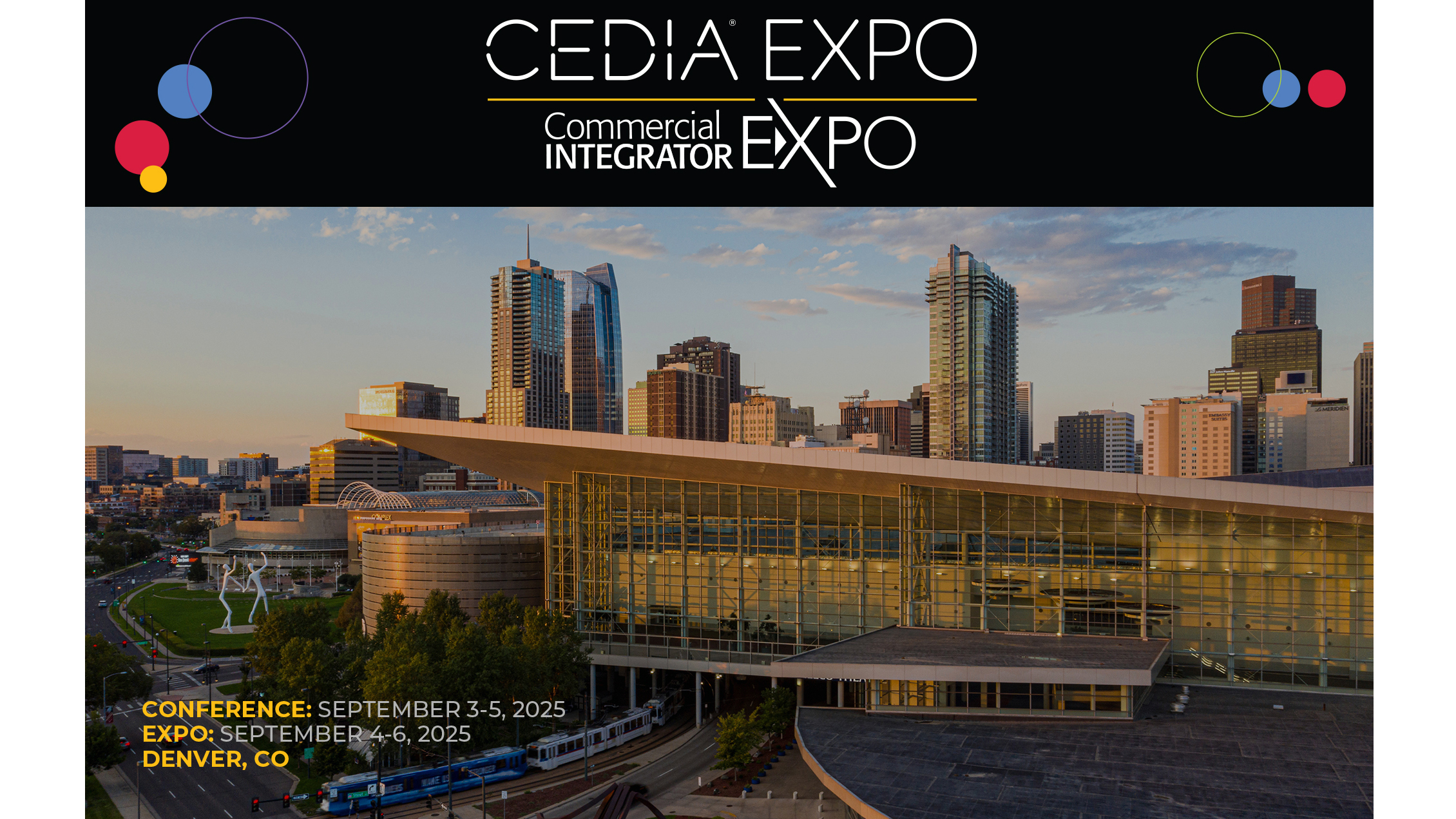 The banner announcing the 2025 CEDIA Expo. 