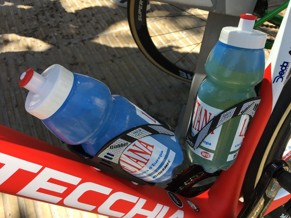 The Androni Giocattoli team have these unusual bidons from water sponsor Lauretana