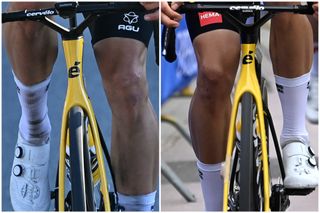 Left: Wout van Aert riding new S5. Right: Wout van Aert riding current S5