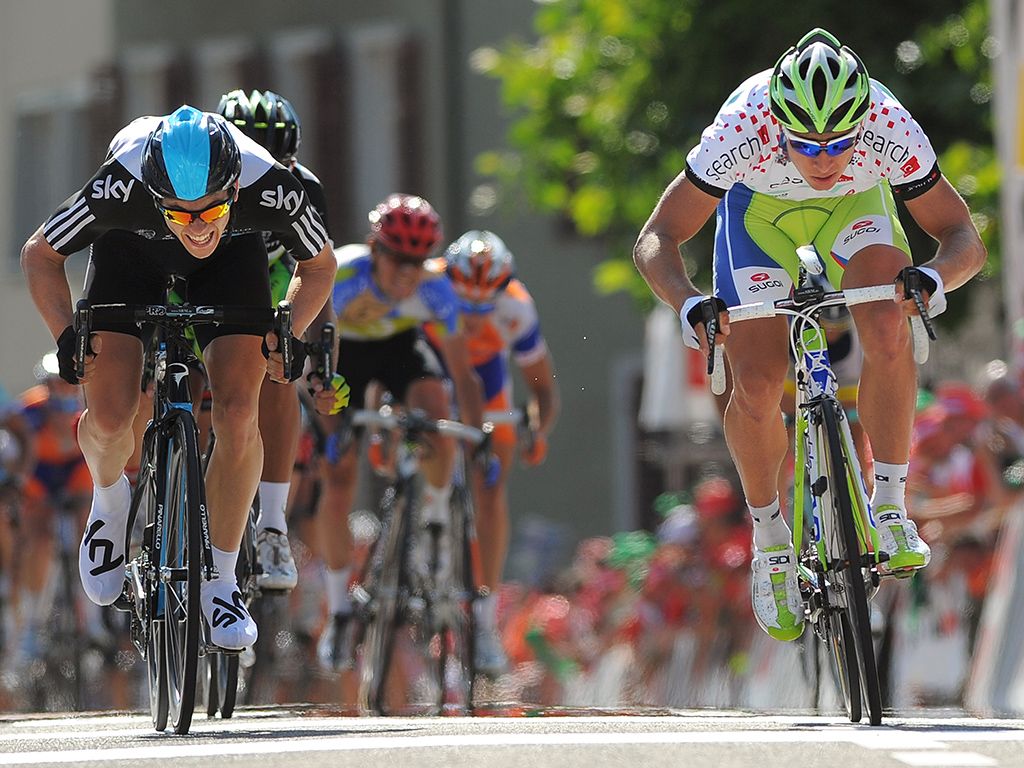 Sagan out-sprints Ben Swift at the 2012 Tour de Suisse