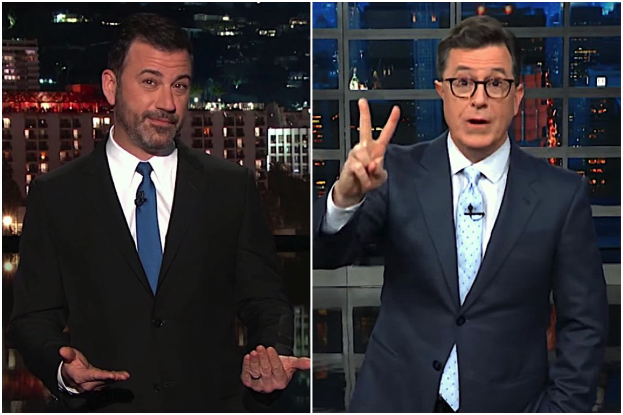 Jimmy Kimmel and Stephen Colbert mock Sean Hannity