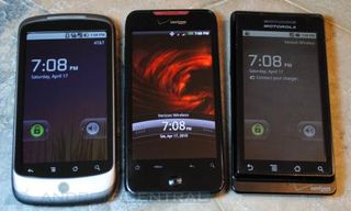 From left: Nexus One, Droid Incredible, Droid