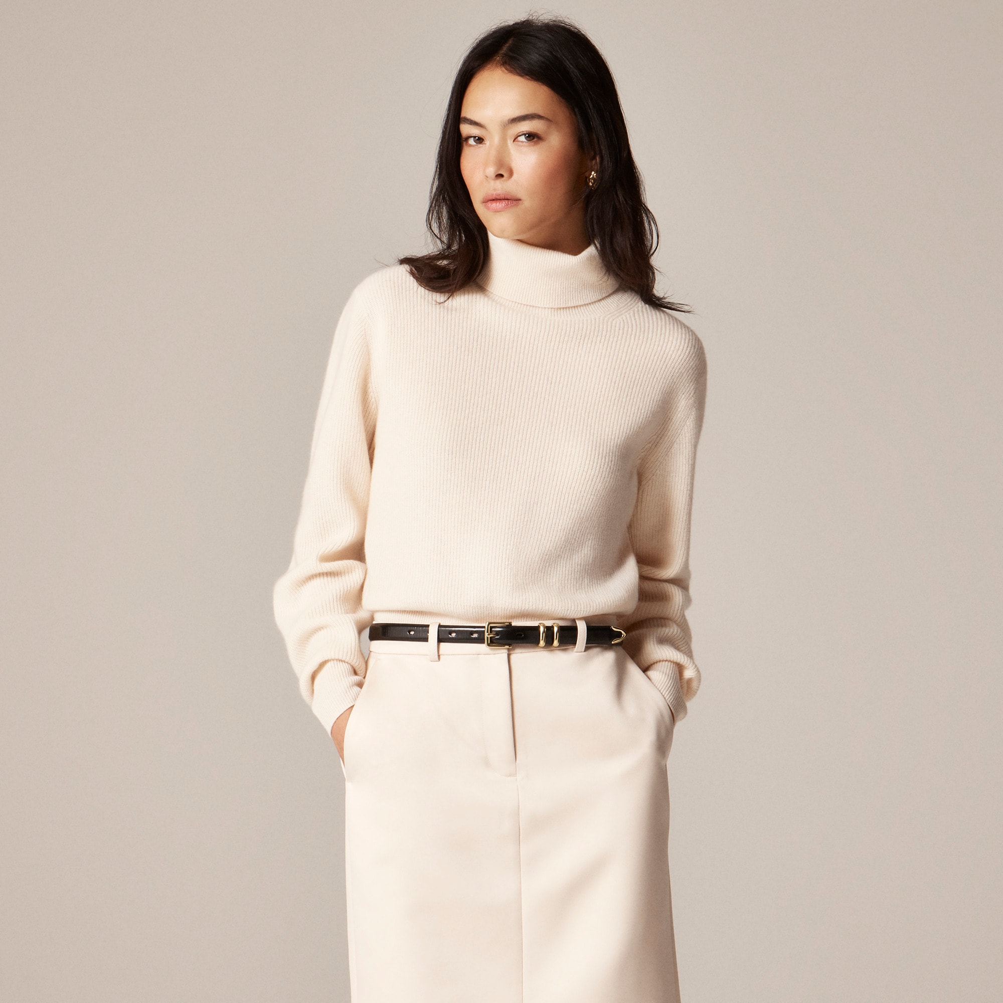 Ribbed Cashmere Turtleneck Sweater