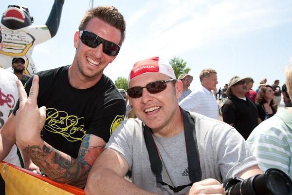Todd Bentley (l) and Joe Halbert staked out their spot in Bakersfield at 7 A.M.
