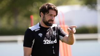 Rangers manager Russell Martin in training