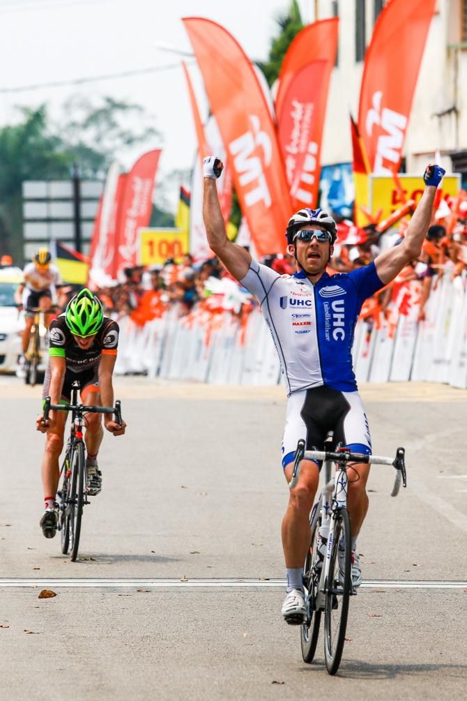 Bradley White (UnitedHealthcare) celebrates his victory