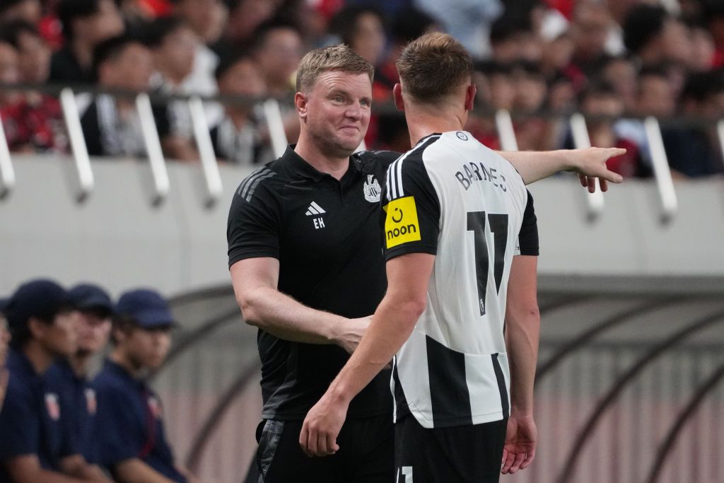 SAITAMA, JAPAN - JULY 31: Eddie Howe, coach of Newcastle United looks on during the J.LEAGUE International Series 2024 powered by docomo match between Urawa Red Diamonds and Newcastle United at Saitama Stadium on July 31, 2024 in Saitama, Japan. (Photo by Masashi Hara/Getty Images)