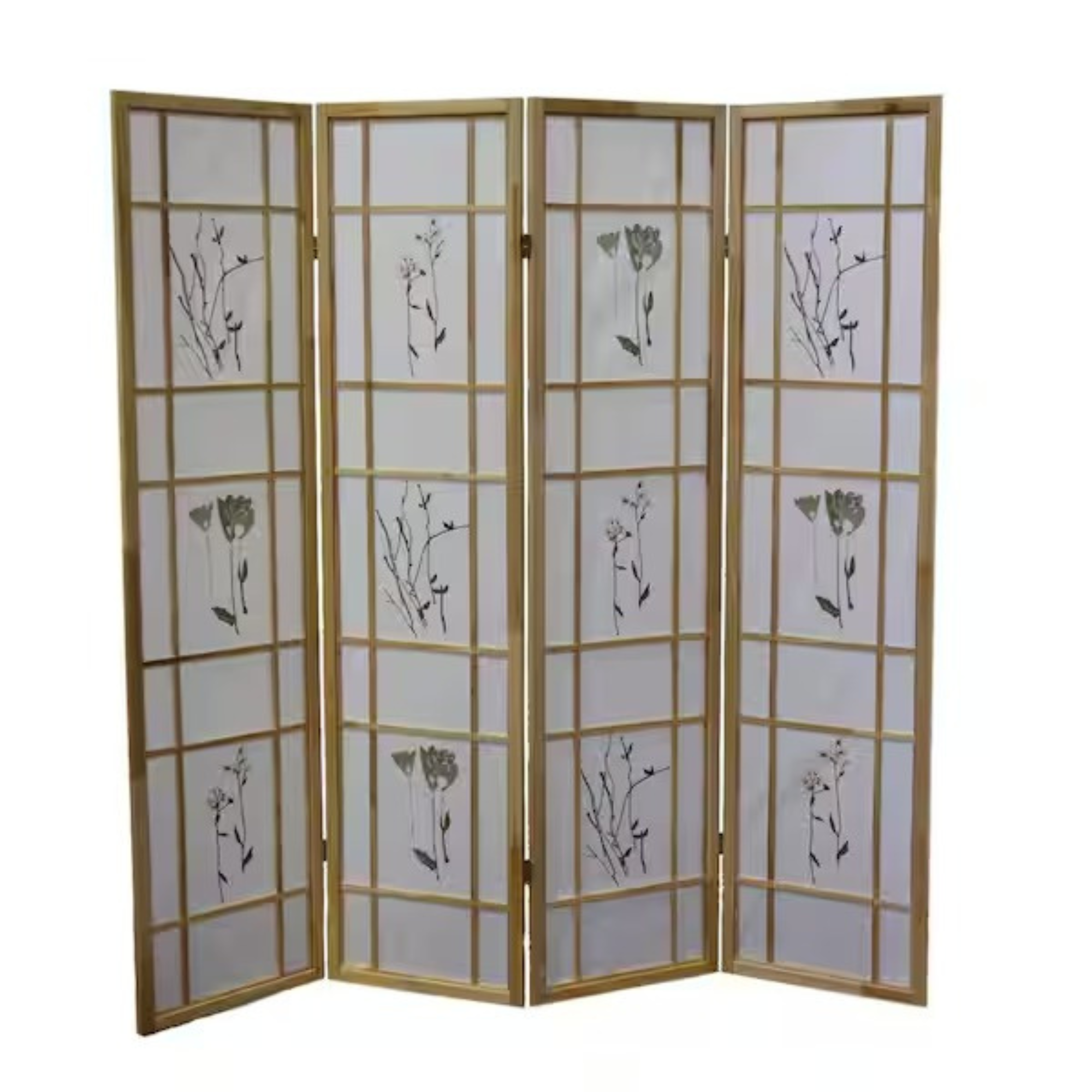 a room divider with floral panels