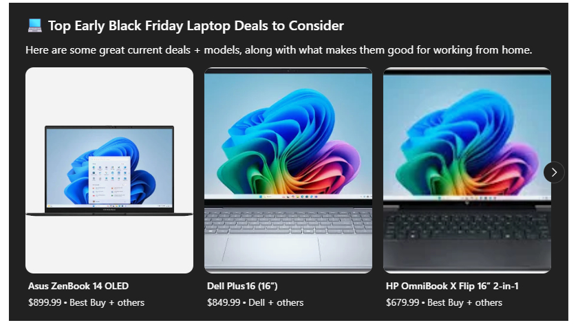 Three laptop deals from Asus, Dell, and HP, recommended by ChatGPT