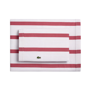 Cotton percale red and white striped bedding set