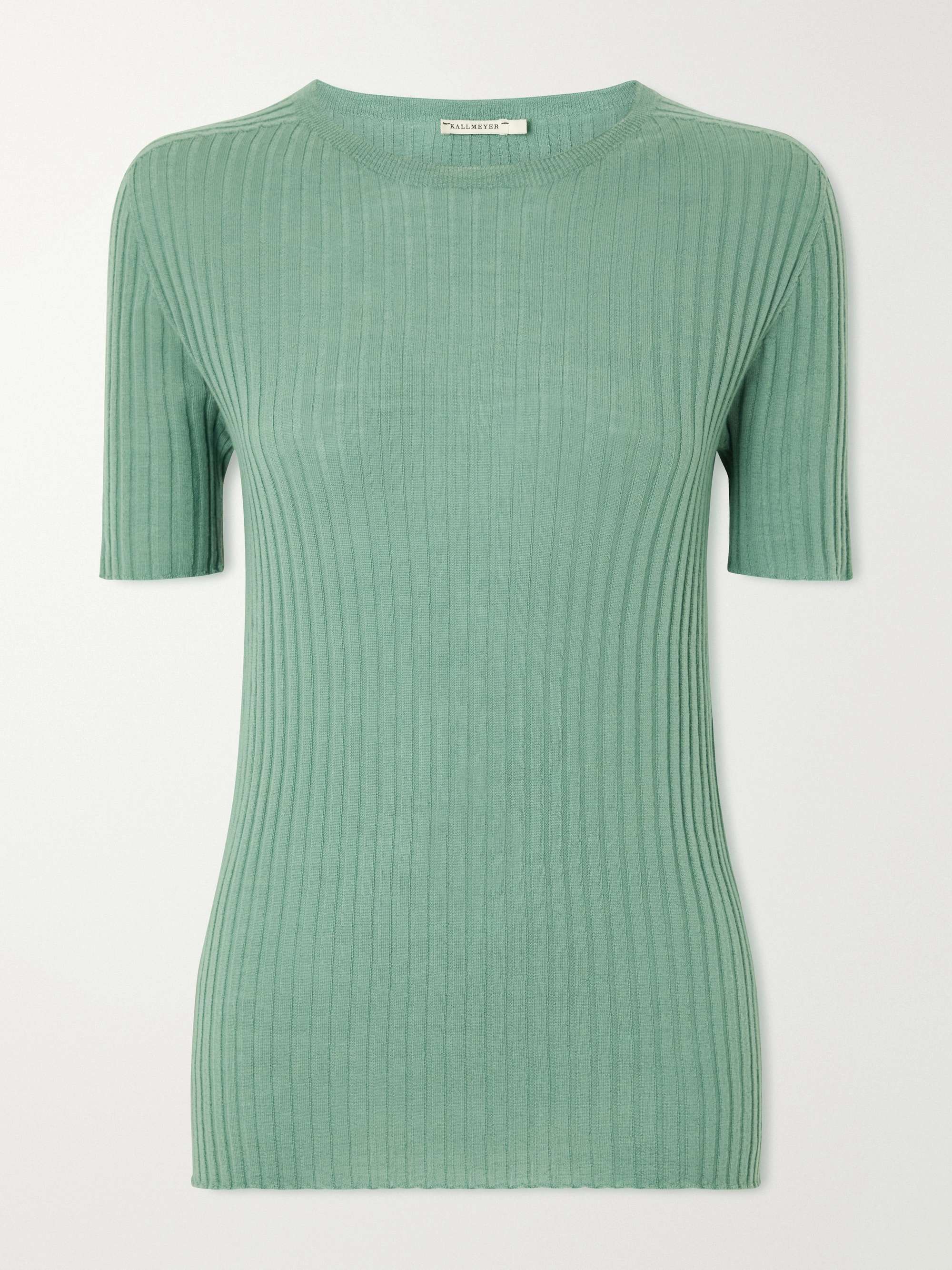 Ribbed-Knit Merino Wool T-Shirt