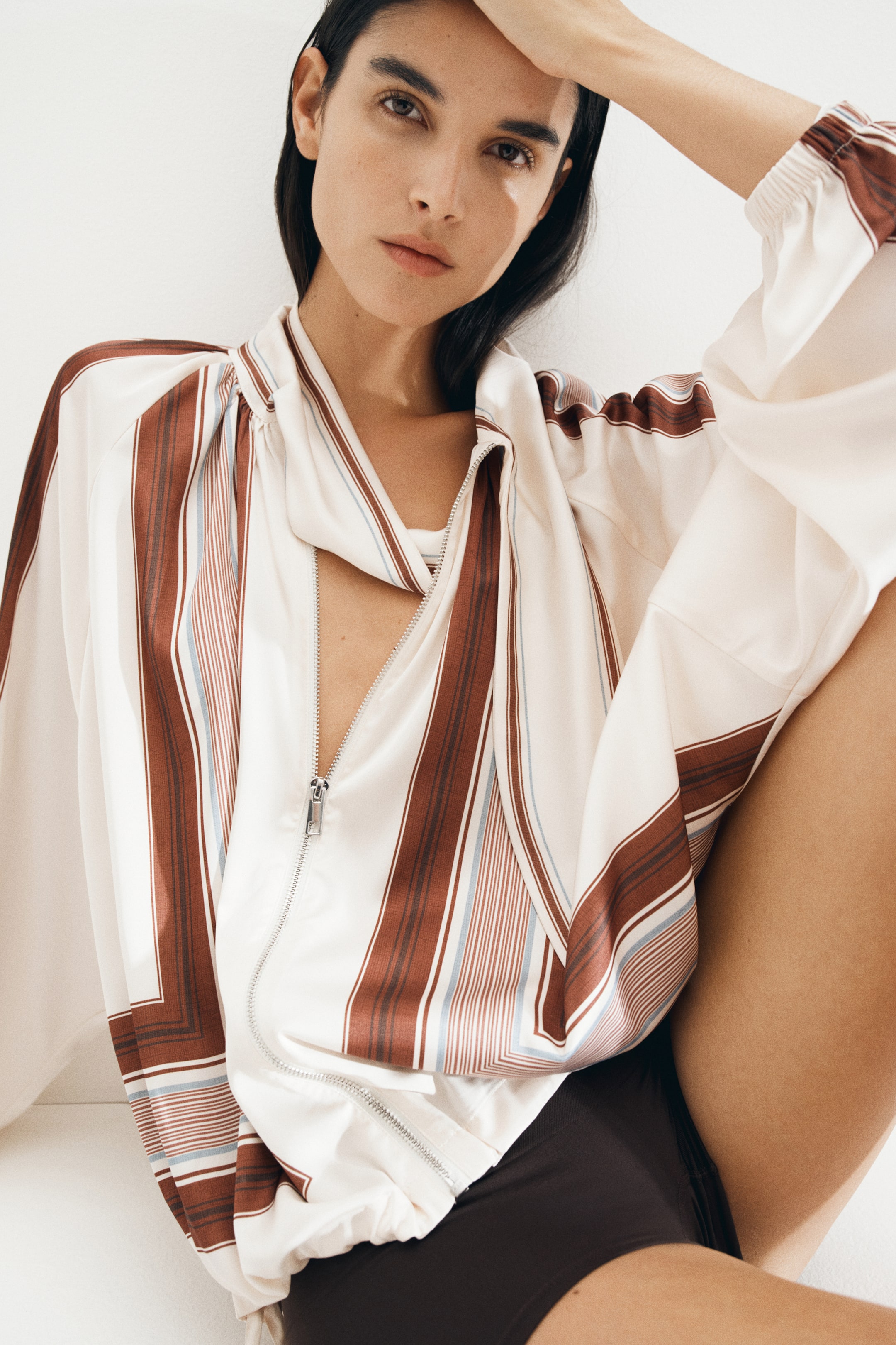 Scarf-Collar Satin Jacket