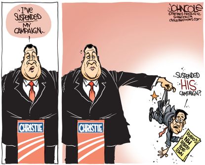 Political Cartoon U.S. Christie Suspends Campaign