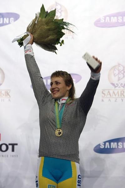 Sprint gold medalist Lyubov Shulika (Ukraine)