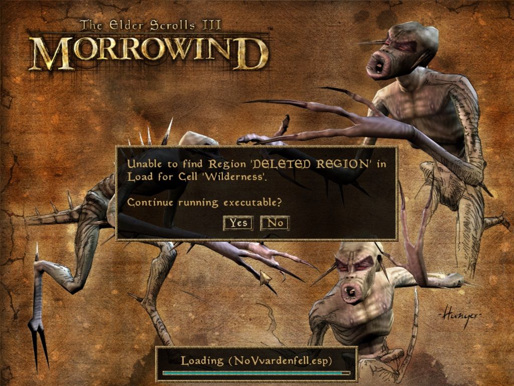 Morrowind error message on launch saying Wilderness has been deleted