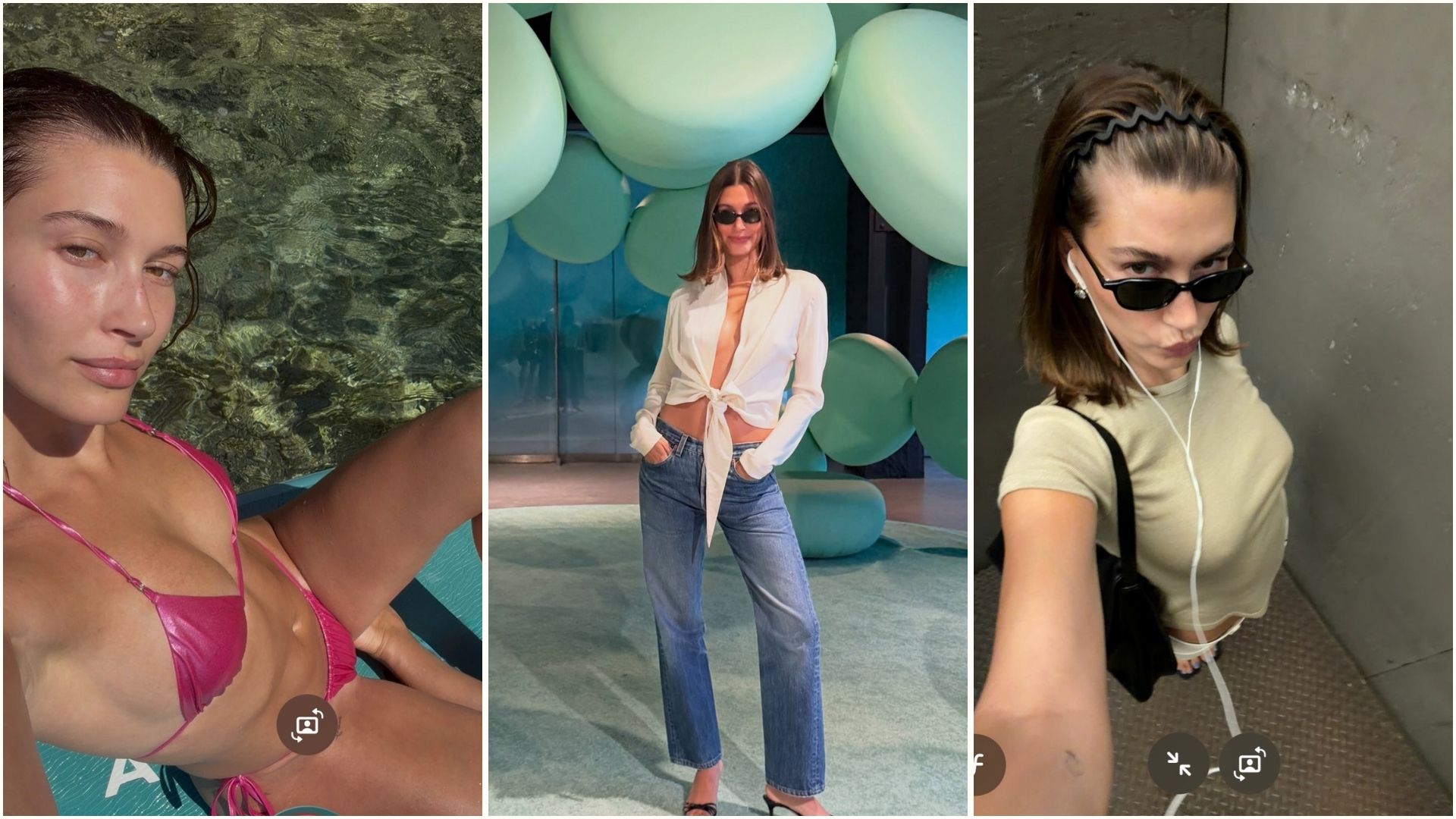 A collage of Hailey Bieber images