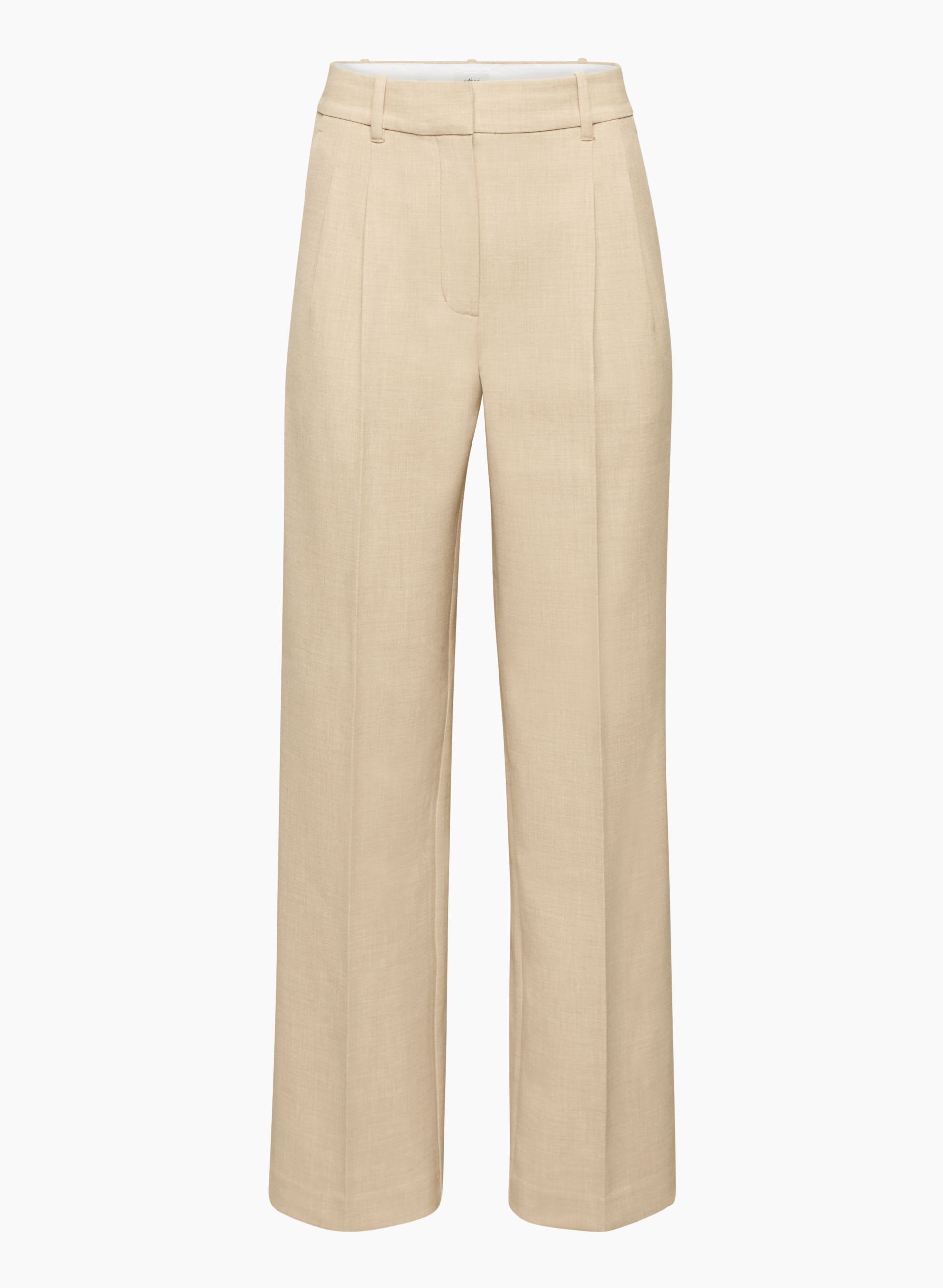 Cream pleated pants
