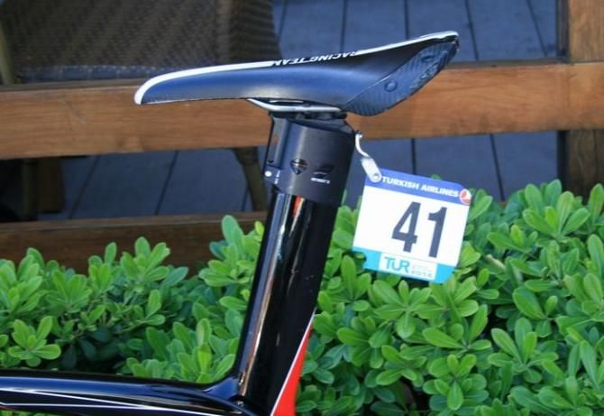 We had to include Kris Boeckmans&rsquo; (Lotto-Belisol) forward slanted Selle San Marco Regal-e saddle. It had been in the wars too
