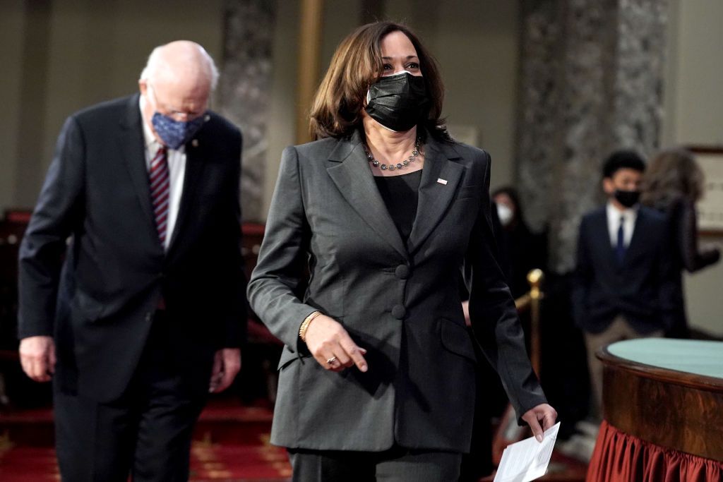 Vice President Kamala Harris breaks a tie