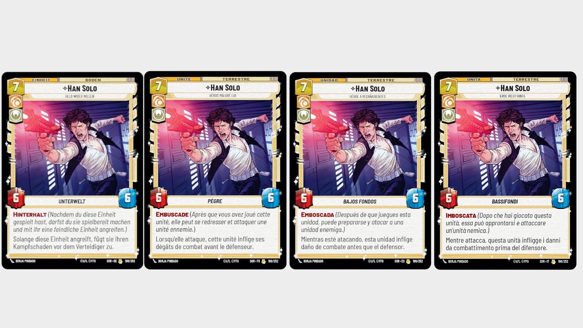 Star Wars: Unlimited alternate language Han Solo card