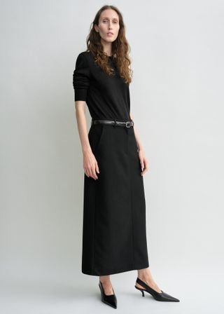 Low-Waist Straight Skirt Black