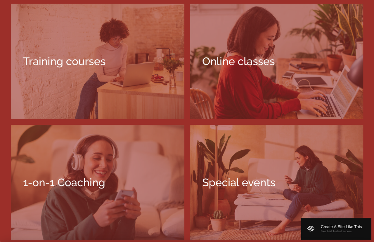 screenshot of Squarespace template