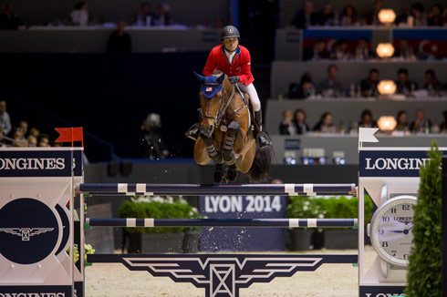 Kent Farrington and Voyeur winning the second leg of the Longines FEI World Cup Jumping Final 2014
