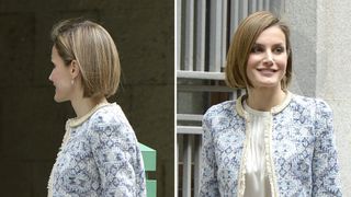 Queen Letizia's bob haircut from two angles
