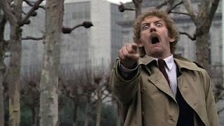 Donald Sutherland as Matthew Bennell screaming during the alien movie, Invasion of the Bodysnatchers.